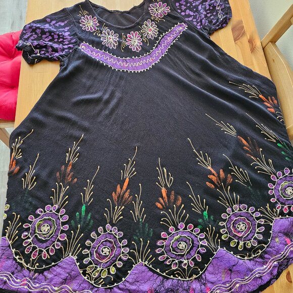 Women Hindus Summer short Sleeve Dress - Picture 3 of 12